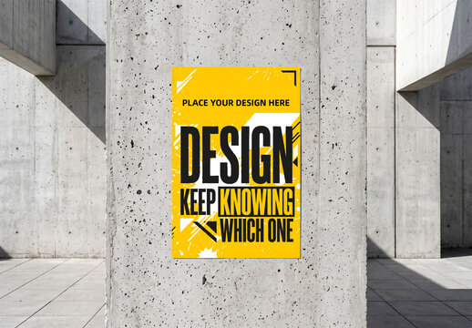 Realistic Urban Poster Mockup on Concrete Pillar