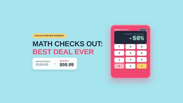 Red Scientific Calculator Counter Discount Widget Motion Graphic For Back To School Sale