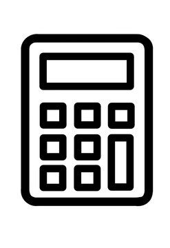 Black outline calculator icon with keypad transparent background