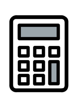 Gray calculator icon with keypad transparent background