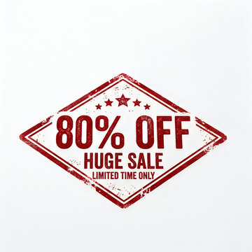 Red grunge 80 percent off huge sale stamp label
