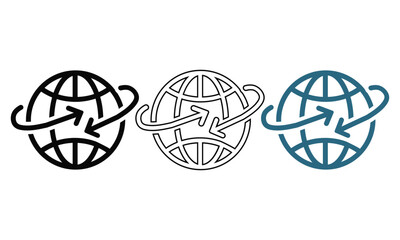 Fototapeta premium Conceptual global network and connectivity icon with arrows circling the planet earth symbolizing communication and data exchange