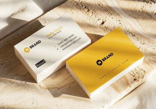 Top View Business Cards Mockup