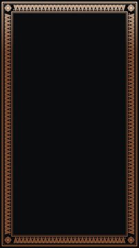 Vertical Copper Aztec Triangle Frame on Dark Background