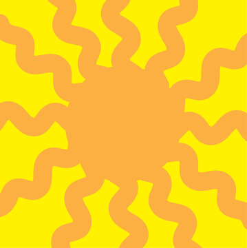 Groovy Retro Orange Wavy Sun Background on Vibrant Yellow for Summer Posters