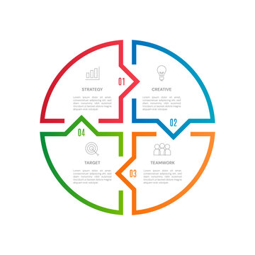 Infographic circular process chart with four steps for business strategy
