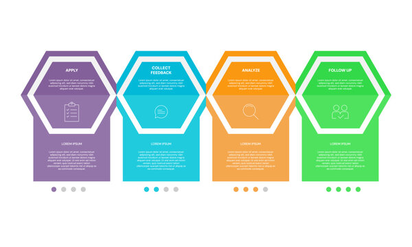 Infographic process diagram with four steps for business workflow chart