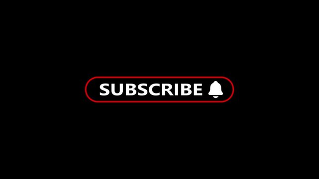 Animated Subscribe button with bell icon overlay for YouTube videos, streaming, reels, shorts and 4k video.