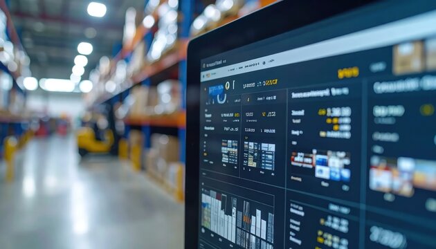 Warehouse Management System Dashboard Displaying Logistics Data.