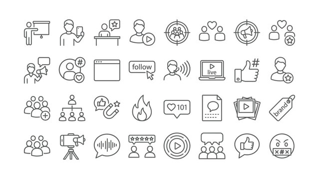 Collection of social media and communication icons with transparent background