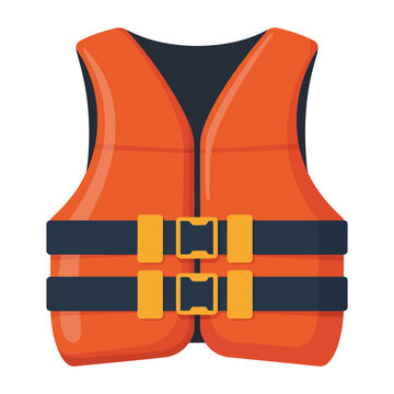 Life jacket icon, personal flotation device, water safety equipment, rescue vest symbol, flat vector illustration, isolated design