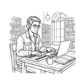 Blind student using screen reader at library for education blogs accessibility websites inclusion
