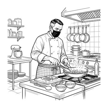 Deaf chef cooking in professional kitchen for culinary blogs restaurant websites disability inclusion hospitality