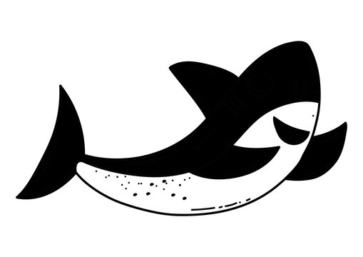 Black Whale Silhouette Illustration Playful Sharks 