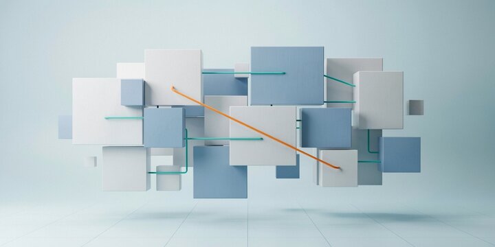 Abstract Rectangular Block Network Pattern - Geometric Digital Background