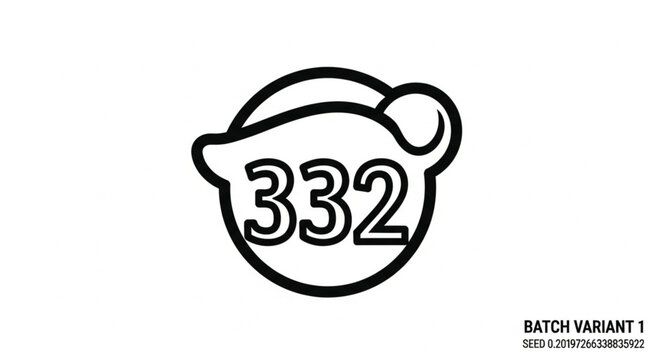 Minimalist Black Outline Illustration of the Number 3 with a Subtle Lemon Shape