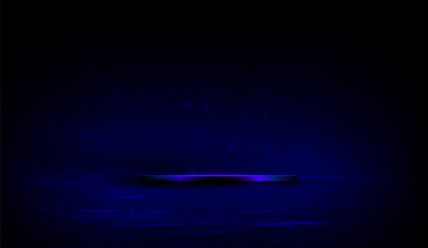 A sophisticated blue illustration with an isolated podium and glitter.