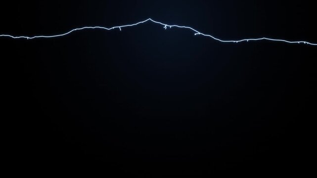 Blue electrical energy surges and flickers across a dark background in this Lightning bolt animation 4k video