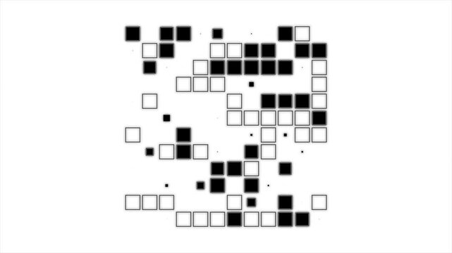 Minimalist geometric pattern evolves as a Squares transition black and white background 4k footage, 2D Transition footage for modern video editing projects. 4k video