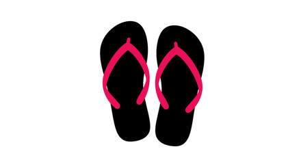 Fototapeta premium Flip flops With Pink Thongs Black And Pink Silhouette