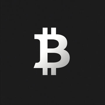 Minimalist bitcoin btc icon on black background