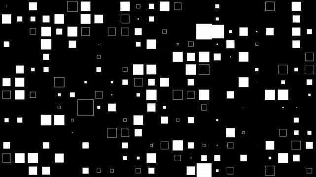 Minimalist squares transition black and white background 4k footage, 2D Transition footage features geometric patterns scaling across the frame for scene changes. 4k video