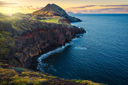 Beautiful bay on the Sao Lourenco peninsula at sunrise, Madeira
