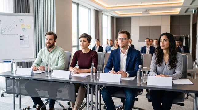 Participants suivant une formation professionnelle en salle de conf&eacute;rence
