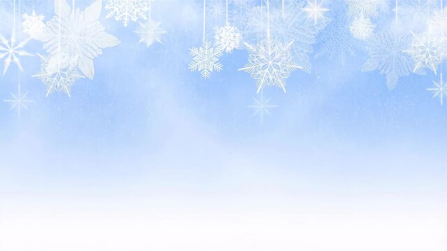 Winter background with white snowflakes on a blue gradient