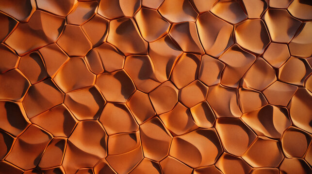 Ceramics brown 3D Voronoi organic pattern wall panel texture