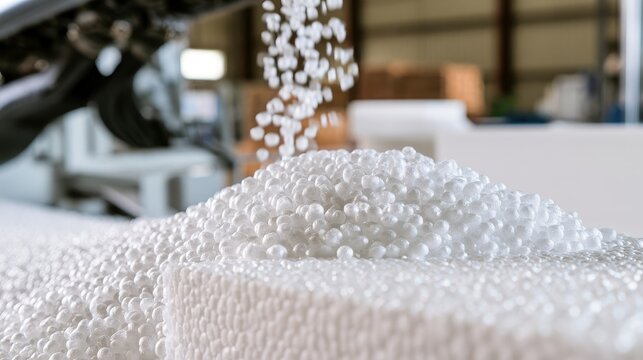 White spheres fall onto a pile