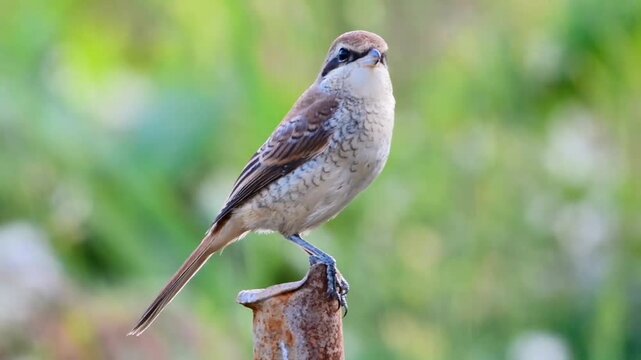 Brown‑shrike Perched On Twig Portrait
