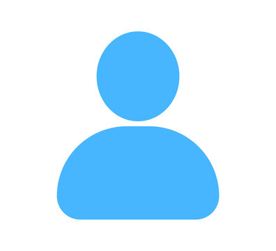 Blue User avatar profile icon for person account and human symbol isolated on transparent background