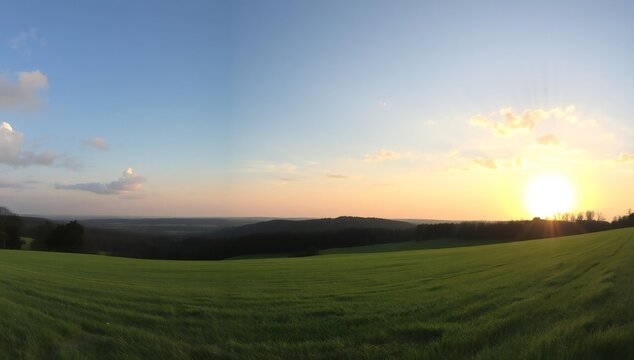 Serene sunset over rolling fields