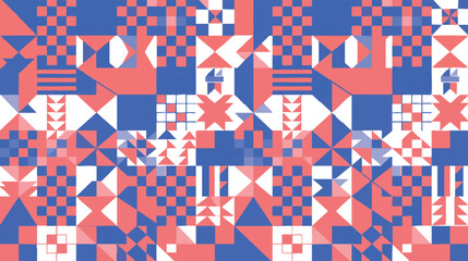 Fototapeta premium Abstract Geometric Seamless Pattern – Modern Mosaic, Checkerboard and Colorful Tile Vector Background Collection