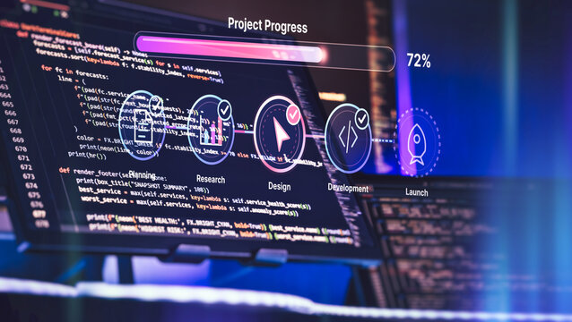 Programming Project Management Interface with 72 Percent Completion