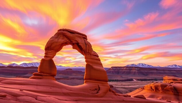 Sunrise over delicate arch