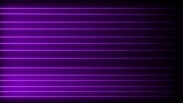 Horizontal purple neon light lines forming a grid pattern on a black background for futuristic technology or digital data communication concepts