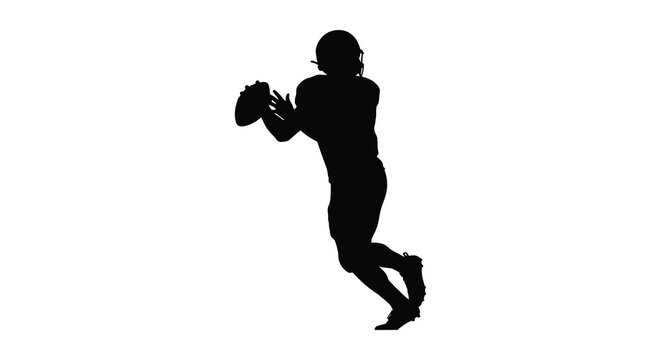Football Player Silhouette Against White Background Dynamic Sports Action