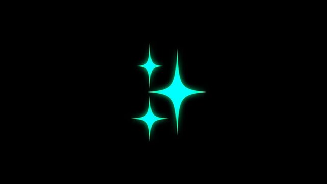 4k Twinkling stars animation Alpha Channel, White cartoon, flat, vector, doodles style stars on black screen background