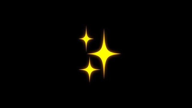 4k Twinkling stars pop-up looping animation with Alpha channel on black screen background. white cartoon, flat, vector, doodles style stars ..