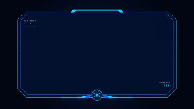 A luminous blue holographic interface frame displays scientific data streams while providing a technological perimeter for advanced digital information systems within high tech computing network