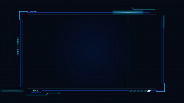 A glowing blue technological frame displays digital interface markers that surround the dark void while advanced information processing elements indicate sophisticated computing systems