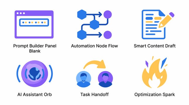 User interface elements: prompt builder, automation, smart draft, ai assistant, task handoff, optimization