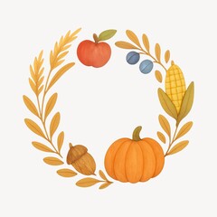 Obraz premium Autumn harvest wreath illustration