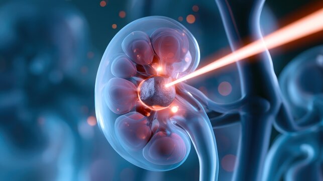 Kidney stone laser lithotripsy medical procedure