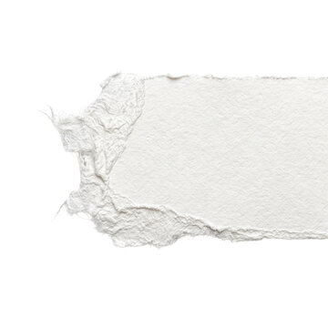 White torn handmade paper edge on white background-(Tepi kertas buatan tangan yang robek putih dengan latar belakang putih)