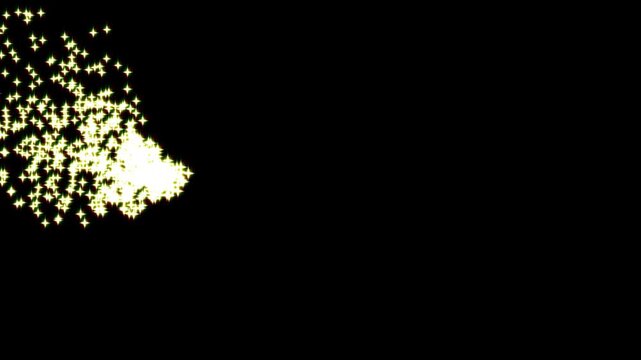 Glitter light star twinkle tail, sparkling shining comet trace with glare effect.star line move light effect.white cartoon doodle sparkles glitter, glowing light effect in seamless 4K black screen.
