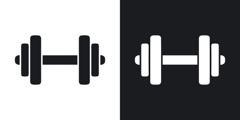 Fototapeta premium Dumbbell exercise weight icons for fitness and bodybuilding gym training with dumbbell exercise bodybuilding training equipment strength physical activity minimalist interface lifestyle