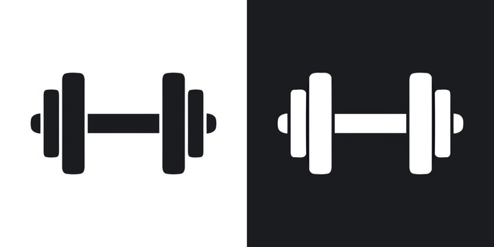 Dumbbell exercise weight icons for fitness and bodybuilding gym training with dumbbell exercise bodybuilding training equipment strength physical activity minimalist interface lifestyle